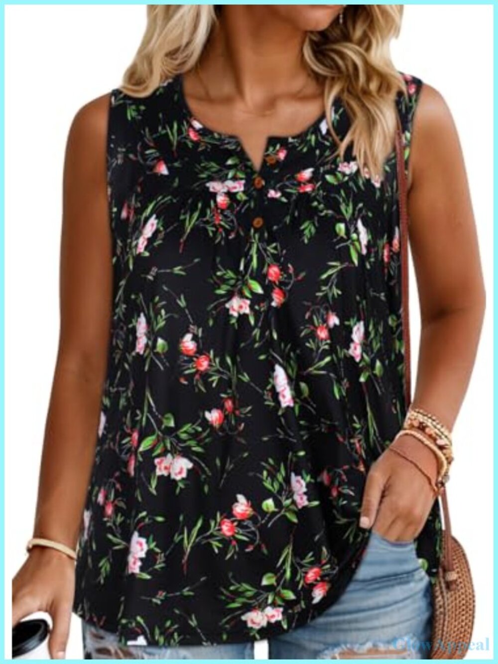 Plus Size Womens Sleeveless Tank Top Flowy Button Down Blouse Summer